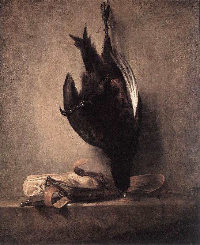 jean-Baptiste-Simeon Chardin Still-Life with Dead Pheasant and Hunting Bag oil painting image